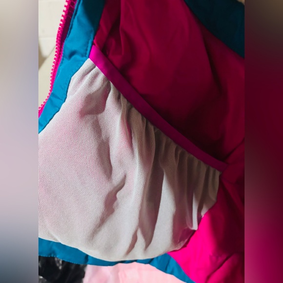 Girls Lands' End Teal Jacket with Cream Fleece Lining - Picture 5 of 7